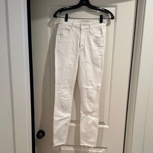 Mother High Waisted Looker Ankle Fray Jeans in Fairest of Them All (White), 25